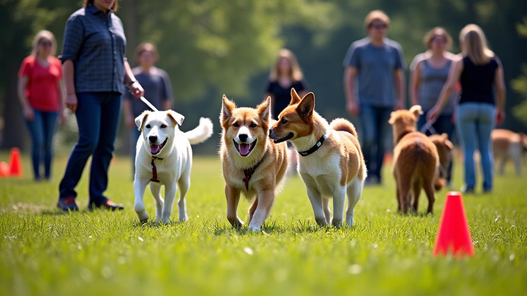 Kelas latihan anjing berkumpulan
