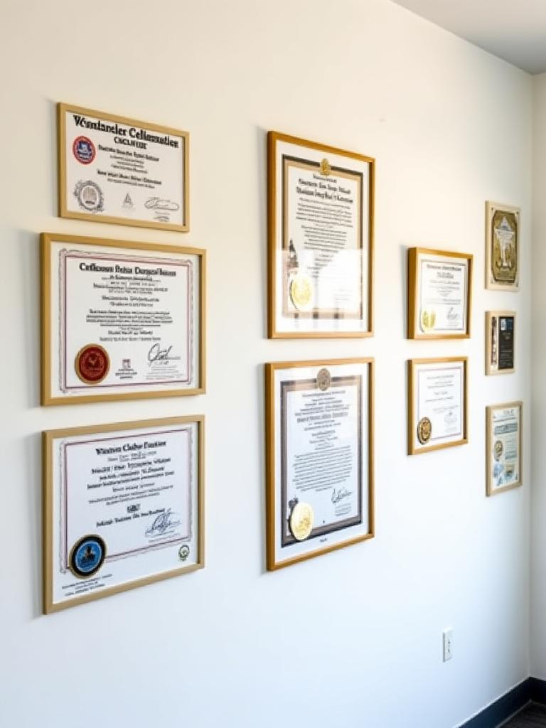 Paparan sijil profesional di dinding